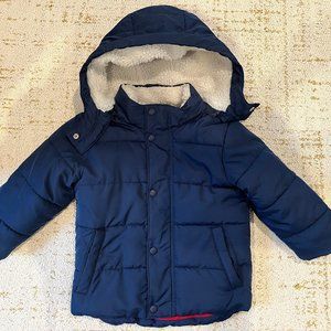 GAP Kids Navy Puffer Jacket with Sherpa Lining
